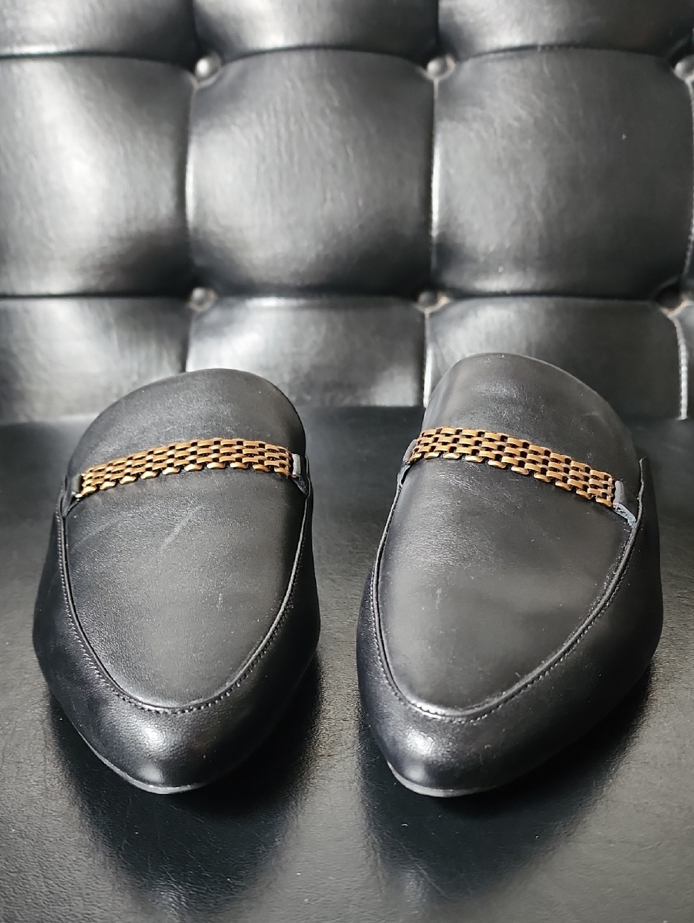 VIONIC Starling Black Leather Mules Slides Loafers Arch Support Chain Link 8.5 - Picture 8 of 12